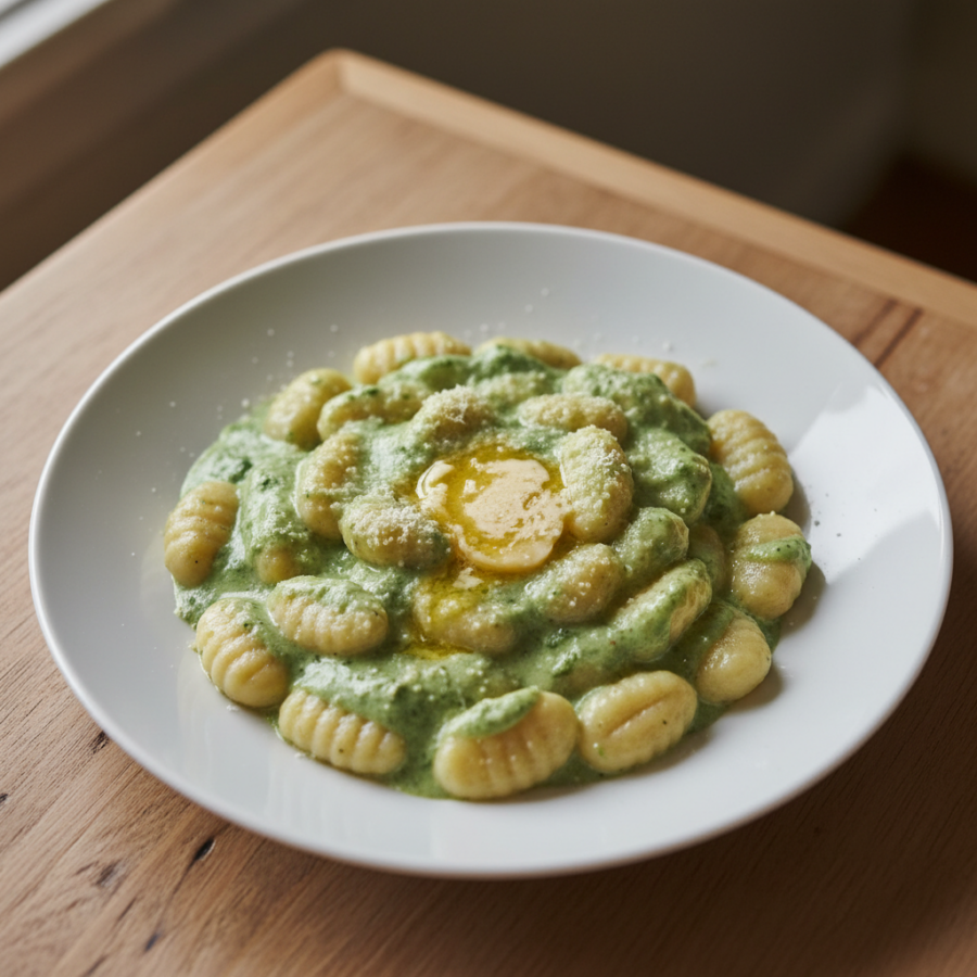 Krémové špenátové gnocchi s česnekovým máslem